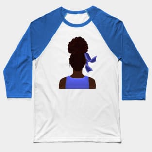 High Afro Puff Ponytail (White Background) Baseball T-Shirt